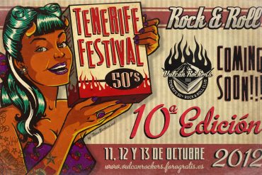 Cartel de Nano Barbero para el 10º Tenerife Festival 50's Rock and Roll que organizan los Vulcan Rockers de Tenerife