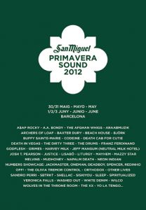 Primavera Sound Festival, Barcelona, mayo-junio 2012.