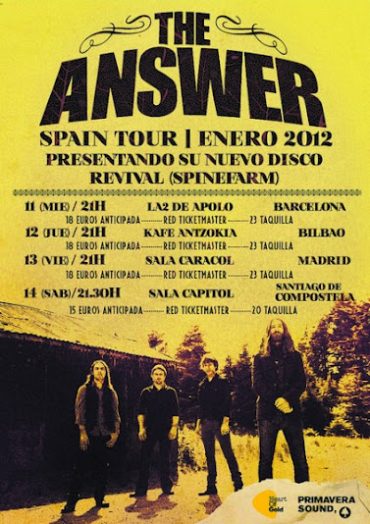 The Answer, Spanish Tour 2012, Revival Spinefarm