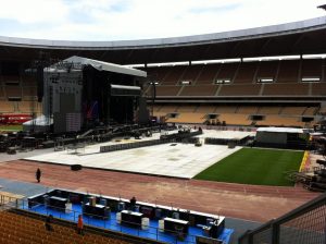 Escenario para el concierto de Bruce Springsteen & the E Street Band. Estadio Olímpico de la Cartuja, Sevilla. Wrecking Ball Tour 2012