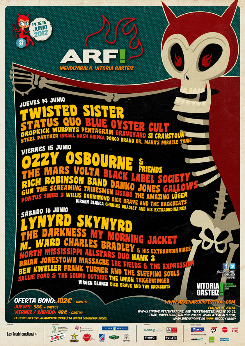Azkena Rock Festival ARF 2012, ARF'2012 14, 15 y 16 junio de 2012