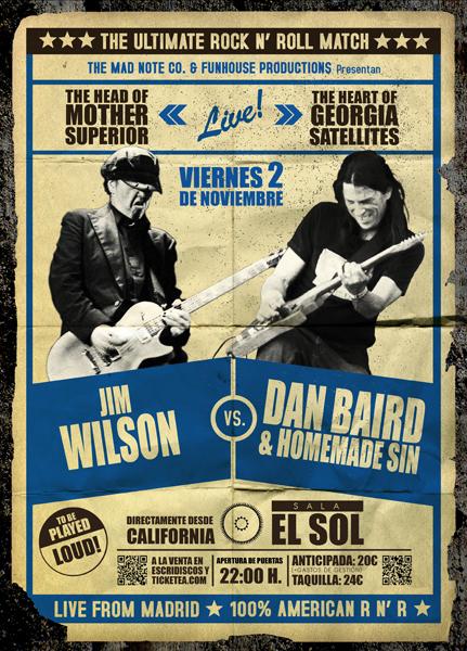 Dan Baird & Homemade Sin vs Jim Wilson 2 noviembre 2012 en Madrid Sala El Sol