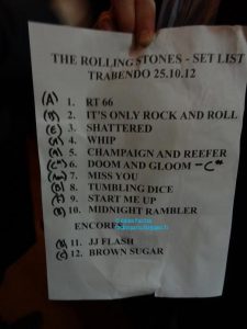 Setlist The Rolling Stones en Le Trabendo Paris 25 octubre 2012