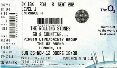 The Rolling Stones concierto en Londres The O2 Noviembre 2012 con Bill Wyman, Mick Taylor, Jeff Beck y  Mary J. Blige