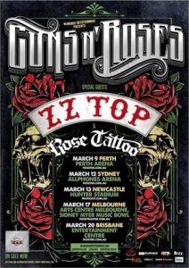 Guns N' Roses nuevo DVD, Tour con ZZ Top en Australia 2013