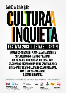 Cultura Inquieta Festival 2013 Getafe, Robert Cray, Bill Evans, Guadalupe Plata, etc