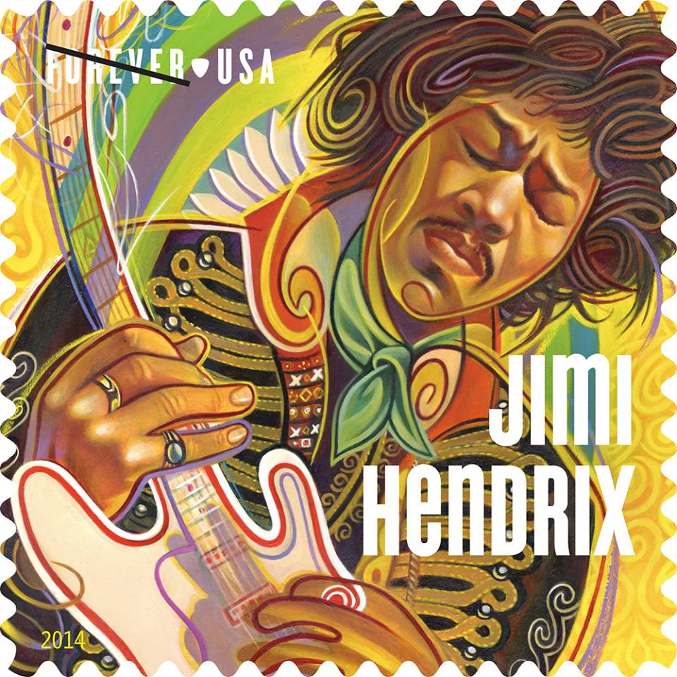 Jimi Hendrix en los sellos del servicio de correos norteamericano