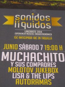 Sonidos Líquidos 2014 en La Geria, Lanzarote con Lisa & The Lips, Autoramas, Molotov Jukebox y Muchachito y sus Compadres