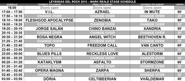 Leyendas del Rock en Villena, Alicante 2015 horarios 2