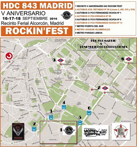 Mapa del rockin Festival en Alcorcón 2016