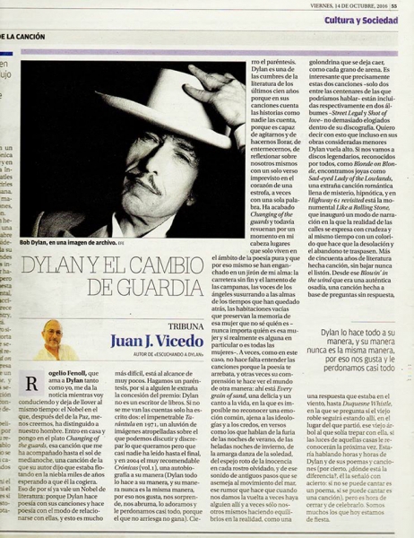 Bob Dylan, Nobel de literatura. Dylan y el cambio de guardia