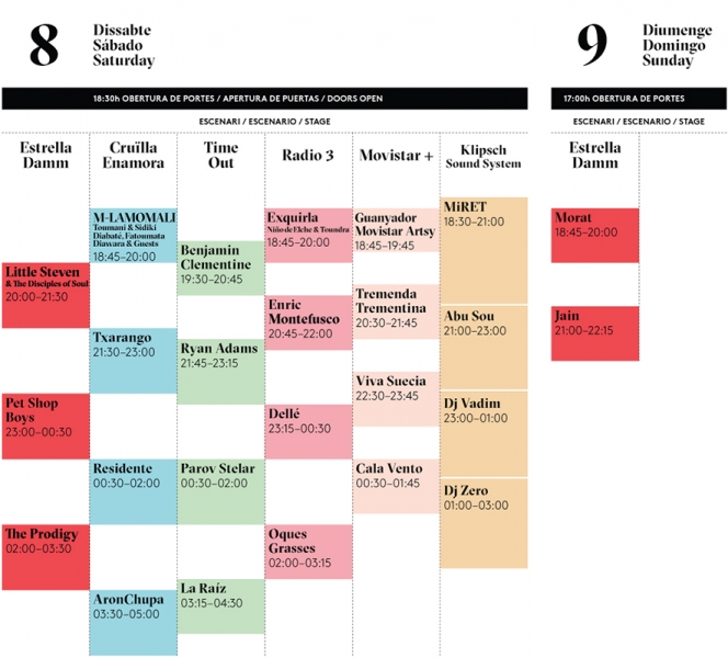 Cruïlla Fest horarios sábado