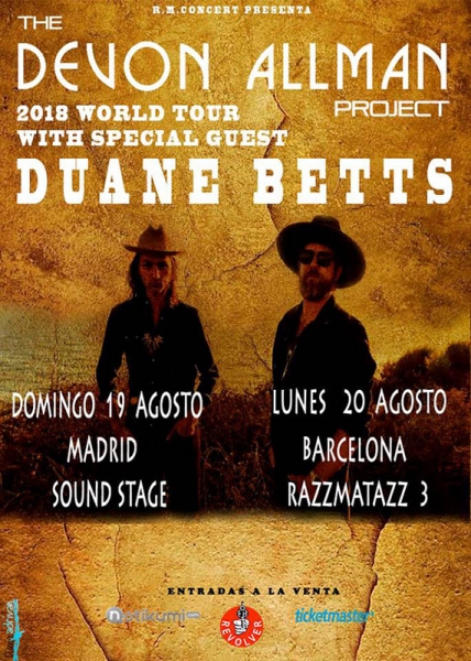 Gira de Devon Allman Project junto a Duane Betts Jaén Barcelona y Madrid