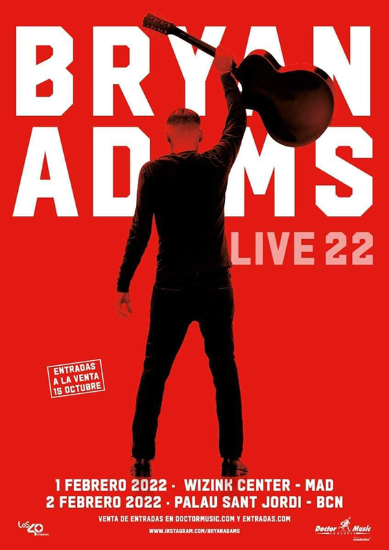 Bryan Adams actuará en febrero de 2022 en Madrid y Barcelona para presentar "So Happy It Hurts