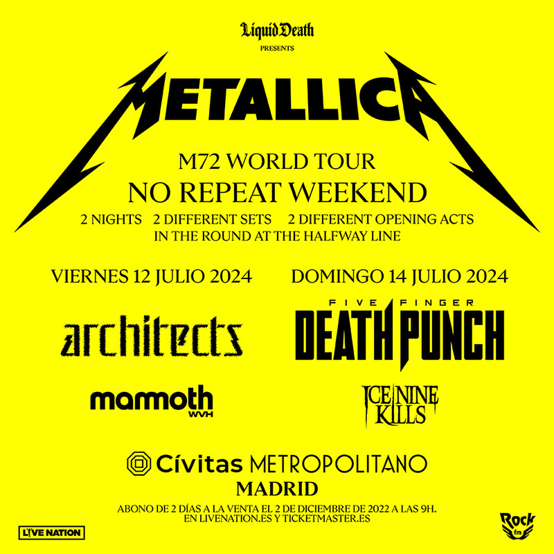 Metallica Madrid julio 2024 conciertos